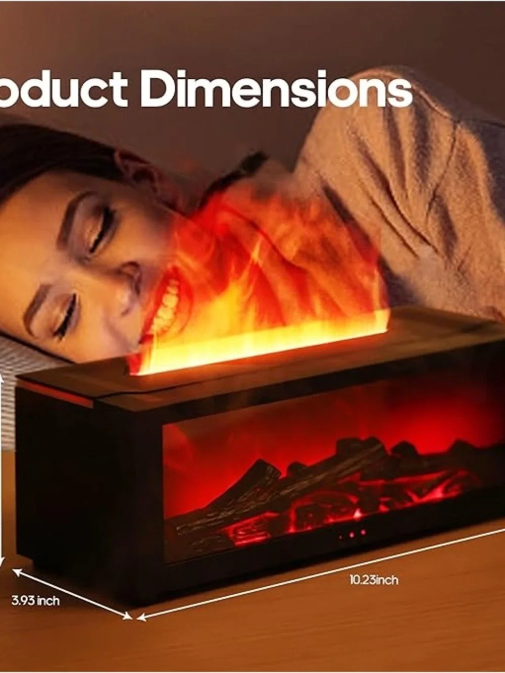 Essential Fireplace Flame Oil Diffuser Upgrade 7 Colors Noiseless Remote Control